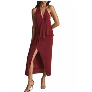 REISS Xena Strappy Open Back Midi Cocktail Dress | Size 6, Dark Red NEW